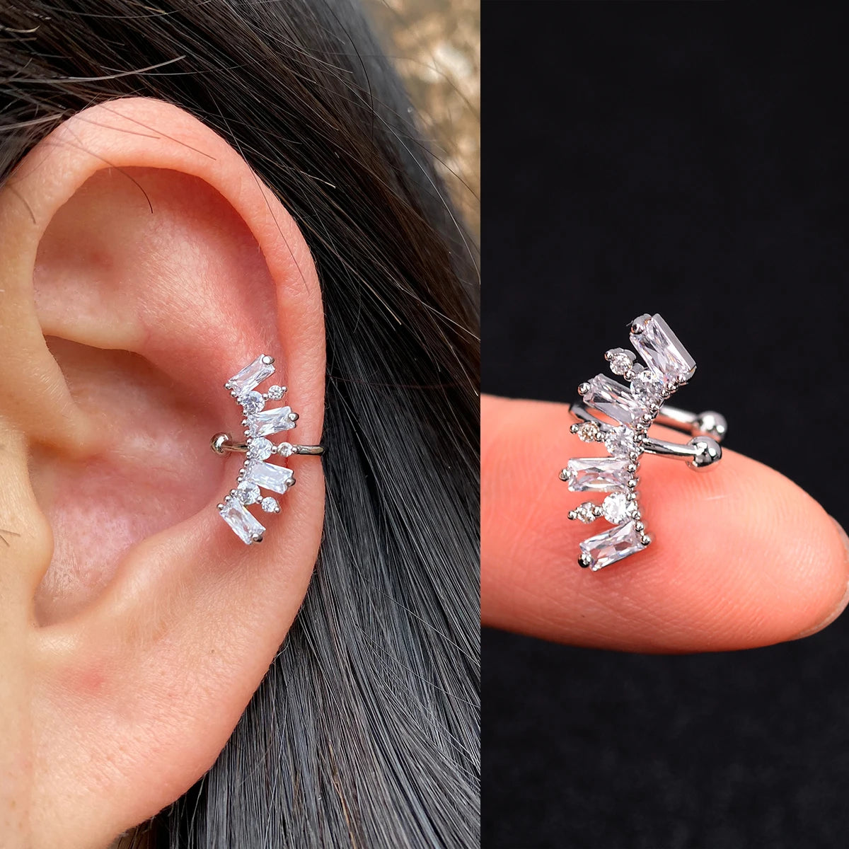 1Piece Helix Cartilage Conch Fake Without Hole Piercing Ear Cuffs Earcuff Wrap Rock Earring Non Piercing Women Clip Adjustable