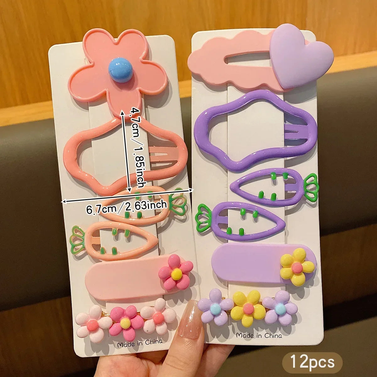 12 sweet and colorful hair clips, Korean version BB clip, suitable for daily use as hair accessories