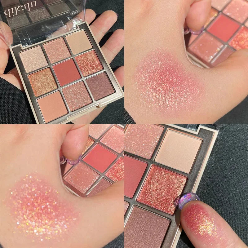 9-Color Eye Shadow Palette Glitter Pearly Eyeshadow Palette Nude Long Lasting Korean Charming Eyes Make Up Palette Cosmetics