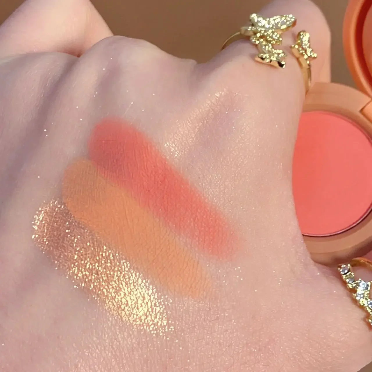 3-in-1 Blush & Highlighter Palette – Matte & Shimmer, Long Lasting Waterproof