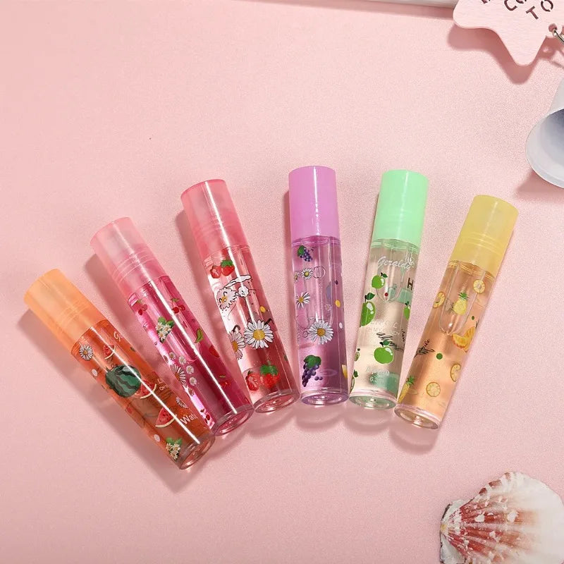 Hot Sale Colorless Lip gloss Clear Sexy Cute Fruit Lip Balm Liquid Lipstick Waterproof Moisturizing Plumper lip Oil Makeup Tools