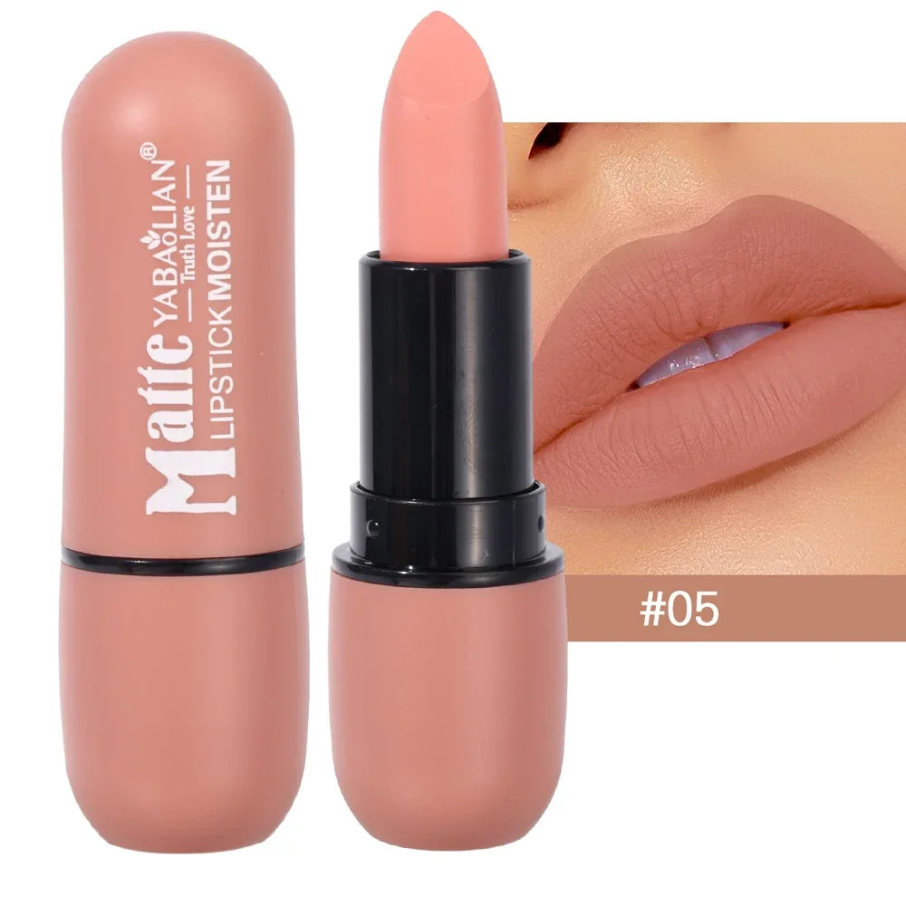 Velvet Nude Lipstick 6 Colors Matte Waterproof Moisturizing Lasting Sexy Red Lip Non-Stick Cup Makeup Lips Tint Cosmetics Beauty