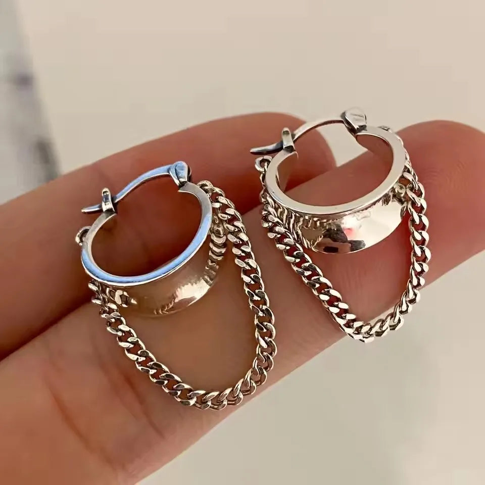 VENTFILLE 925 Sterling Silver Star & Moon Hoop Earrings for Women