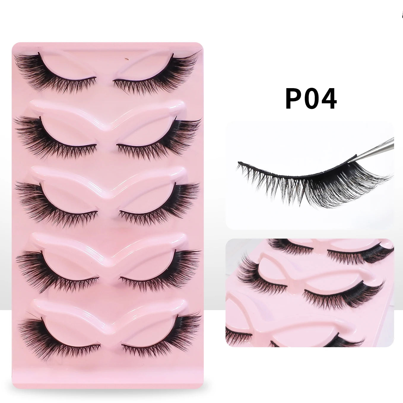 Cat Eye Lashes Natural Look Fox False Eyelashes Wispy & Lightweight Faux Mink Lashes for Doll Eye Makeup 5 Pairs/Pack