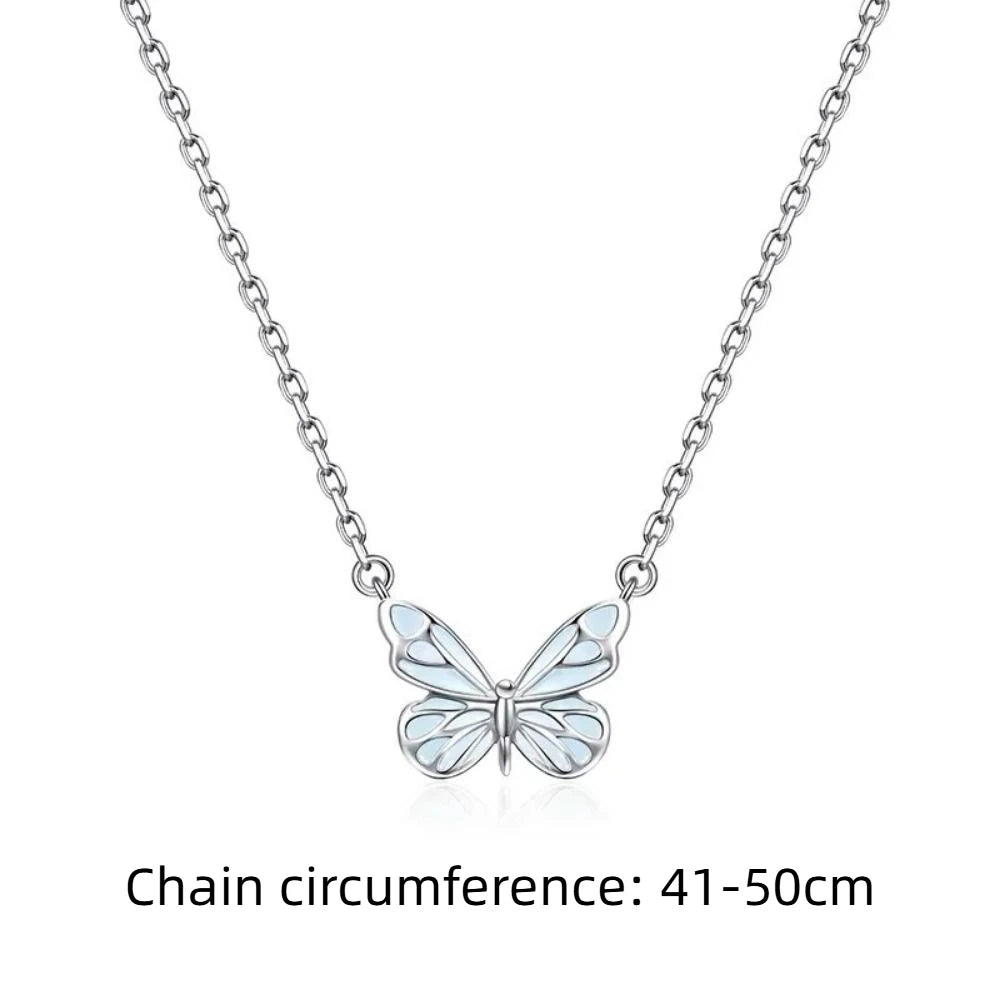 Fashion Simple Butterfly Necklace Blue Luminous Glow in The Dark Clavicle Chain Pendant Necklaces Party Jewelry Gift