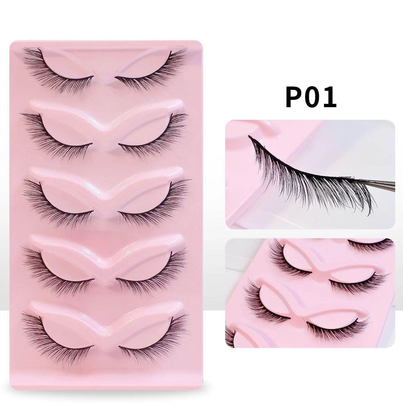 Cat Eye Lashes Natural Look Fox False Eyelashes Wispy & Lightweight Faux Mink Lashes for Doll Eye Makeup 5 Pairs/Pack
