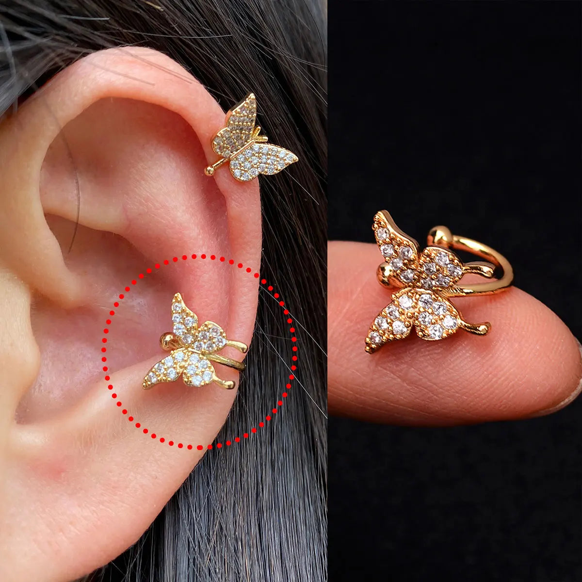 1Piece Helix Cartilage Conch Fake Without Hole Piercing Ear Cuffs Earcuff Wrap Rock Earring Non Piercing Women Clip Adjustable