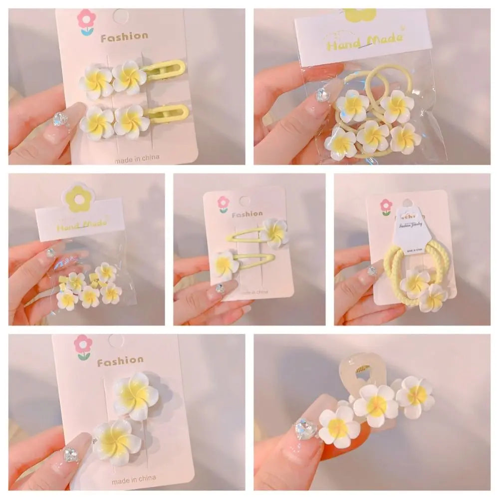 Hair Rope Plumeria Flower Hair Clip Hair Clip Hair Accessories Egg Flower BB Clip Traditional Mini Hair Claw Flower Barrette