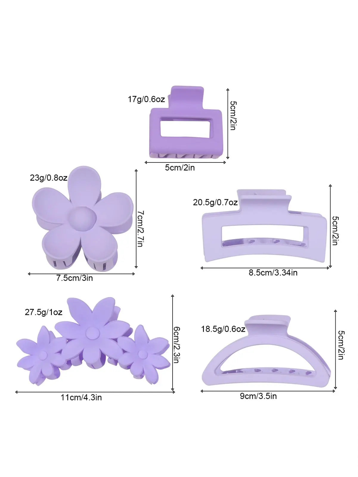 5 Pcs Mixed Colors And Shapes Big Hair Claw Clips for Women Girls Thin Thick Curly Hair, Strong Hold Jaw Clips.