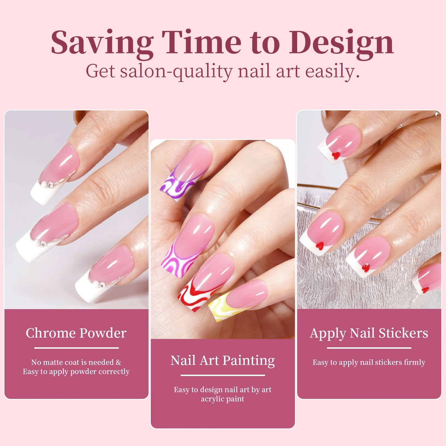 9 Palace lattice Almond Blend French Fake nails Simple Oval nude powder full cover press nails white edge Artificial removable