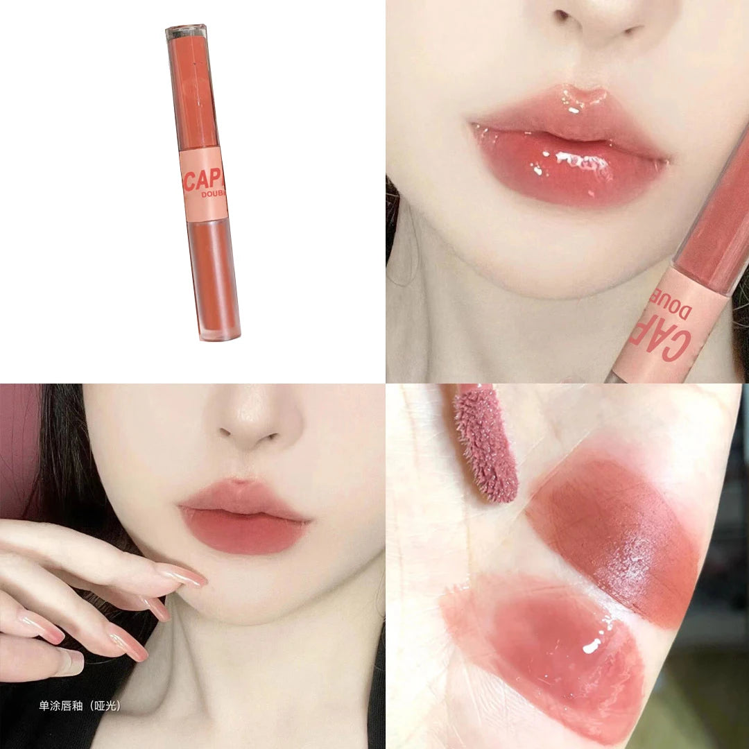 2-in-1 Matte Lipstick – Double Headed Lip Glaze, Moisturizing & Sweatproof