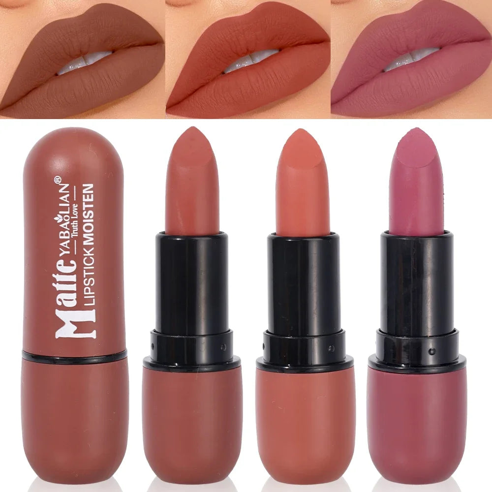 Velvet Nude Lipstick 6 Colors Matte Waterproof Moisturizing Lasting Sexy Red Lip Non-Stick Cup Makeup Lips Tint Cosmetics Beauty