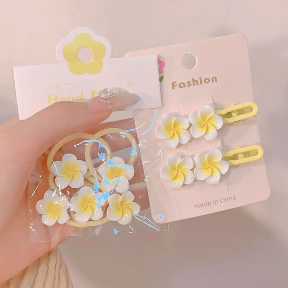 Hair Rope Plumeria Flower Hair Clip Hair Clip Hair Accessories Egg Flower BB Clip Traditional Mini Hair Claw Flower Barrette