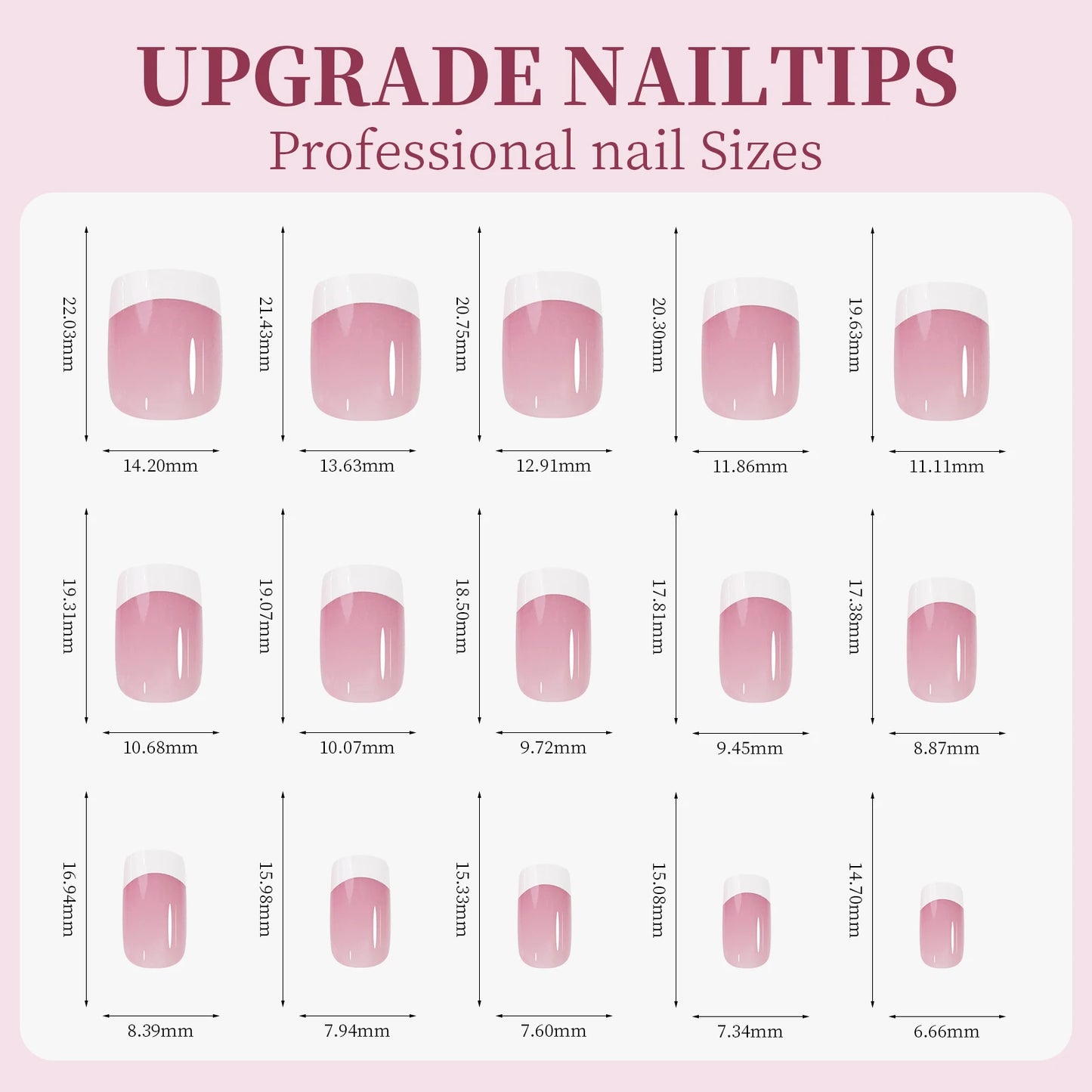 9 Palace lattice Almond Blend French Fake nails Simple Oval nude powder full cover press nails white edge Artificial removable