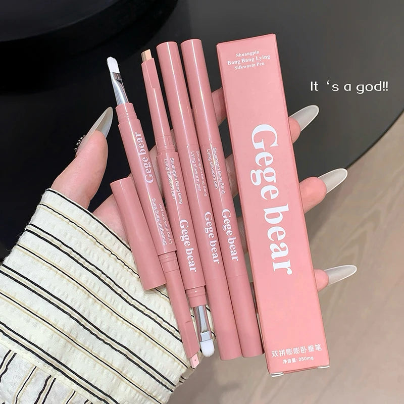 Dual-Tone Lying Silkworm Pencil Matte Highlighting Shadow Pencil Nude Beige Brown Brightening Cream Waterproof Makeup Tool