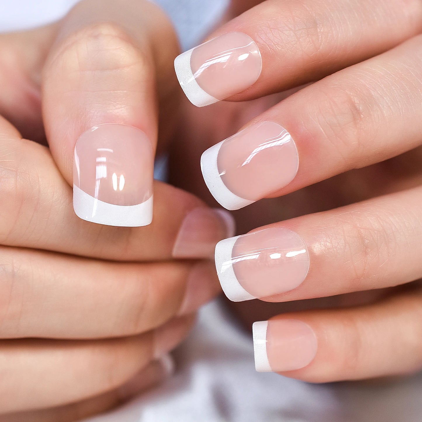 French Style Fake Nails Natural Nude White Tip Glossy Press On Fingernails Nails Art Manicure Set Beauty Many Style for Choose