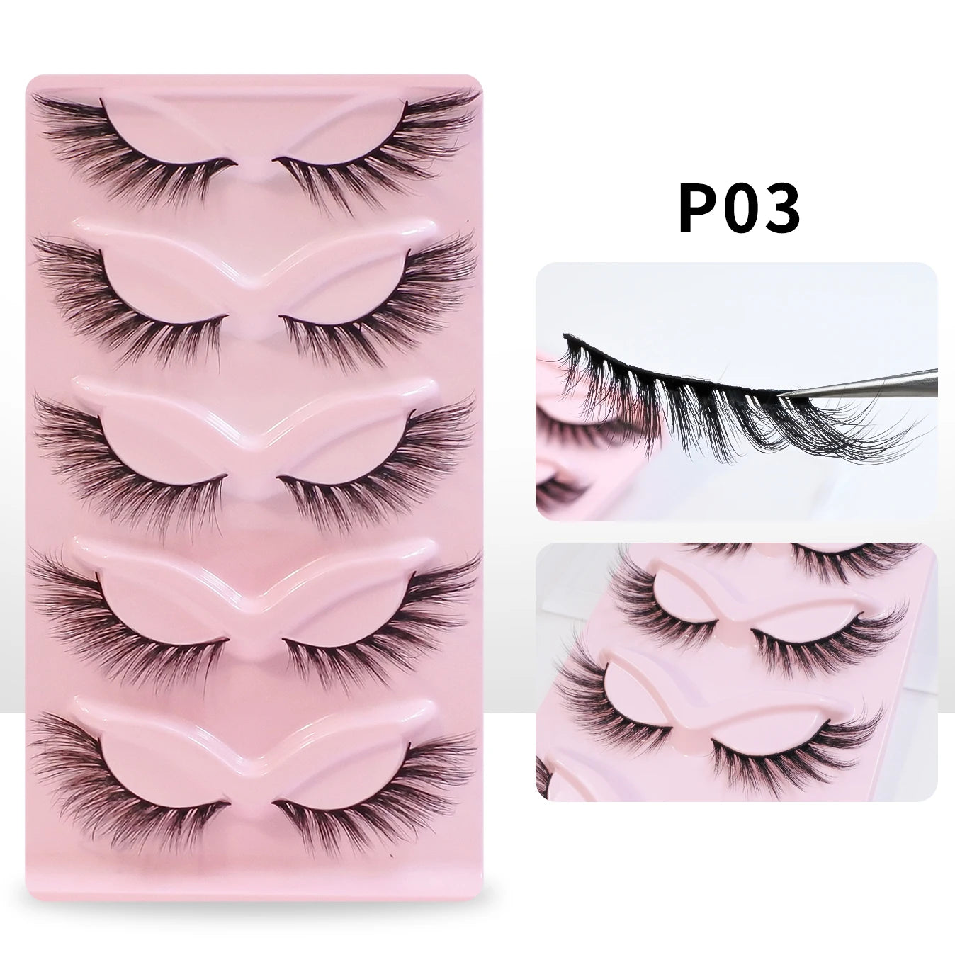Cat Eye Lashes Natural Look Fox False Eyelashes Wispy & Lightweight Faux Mink Lashes for Doll Eye Makeup 5 Pairs/Pack
