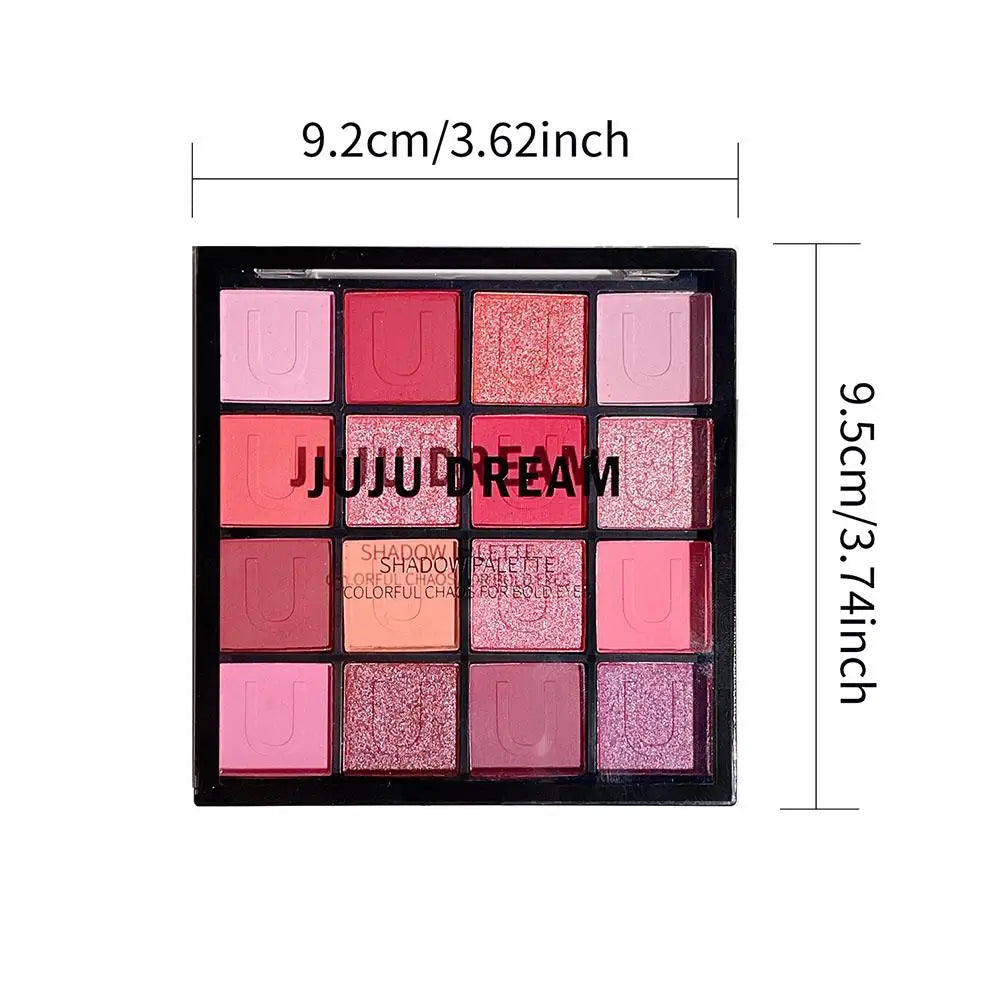 16 Color Rose Palette With Makeup Mirror Pearlescent Matte Glitter Shimmer Pigment Nude Longlasting Eye Shadow