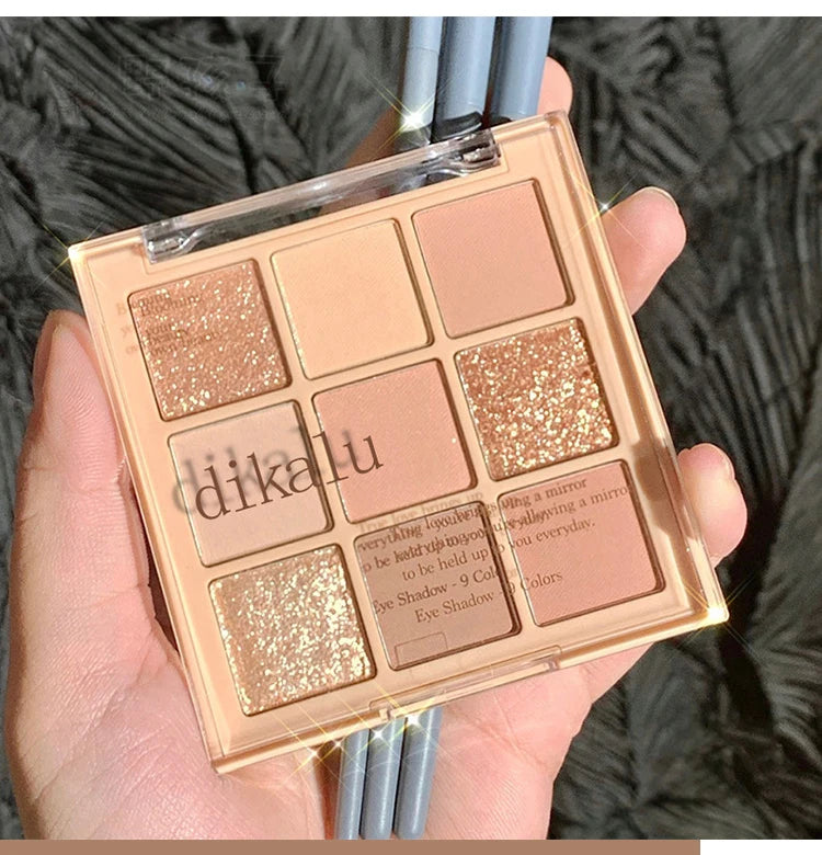 9-Color Eye Shadow Palette Glitter Pearly Eyeshadow Palette Nude Long Lasting Korean Charming Eyes Make Up Palette Cosmetics