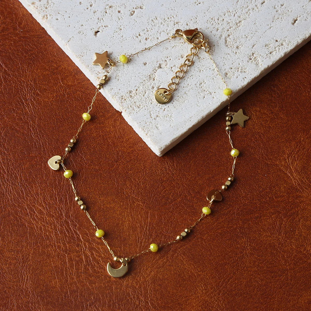 Anklets for Women Summer Beach Accessories Stainless Steel Stone Bead Chain Anklet Gold Color Leg Bracelets Bodychain Gifts