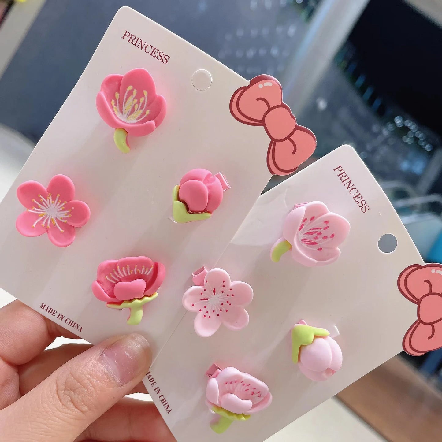 Hair Clips Pink Cherry Blossom Girl Cute Duck Mouth Clip Hairpin Hairpiece Female Hairdressing Tools Hair Snap Clips 헤어핀재료머리핀