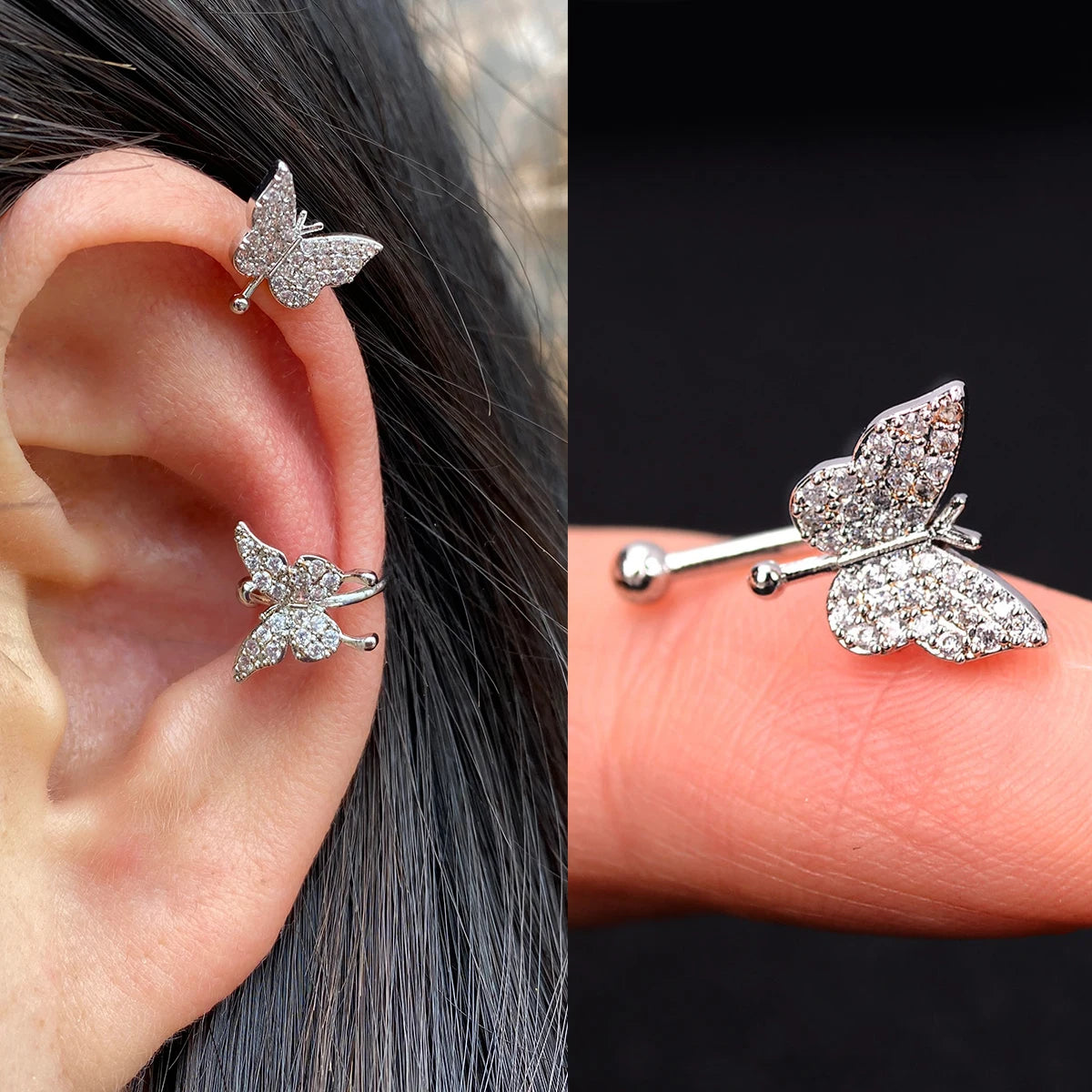 1Piece Helix Cartilage Conch Fake Without Hole Piercing Ear Cuffs Earcuff Wrap Rock Earring Non Piercing Women Clip Adjustable
