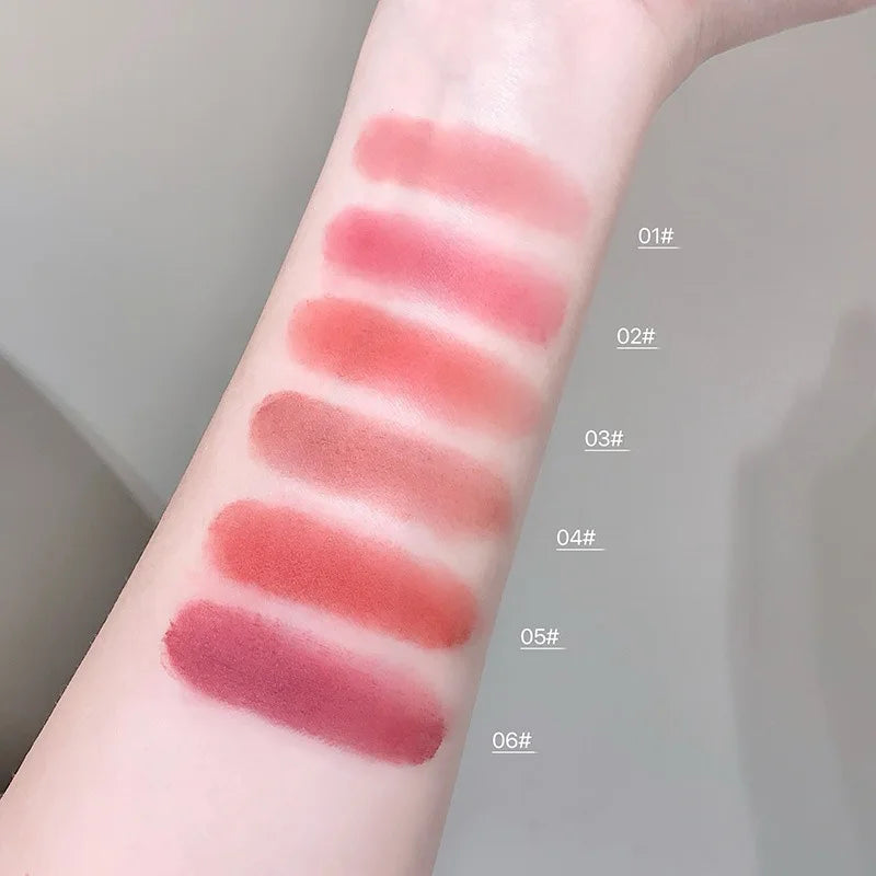 Matte Velvet Mist Cheek Lip Mud Natural Nude Multi-purpose Blush Orange Brown Solid Lip Gloss Tint Lasting Shading Korean Makeup