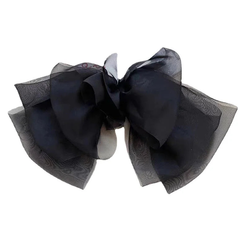 New Bow Hairpin for Women Cute Satin Fabric Hair Clip Korean Chiffon Ponytail Oversized Multilayer Hairpin Hair Accessories
