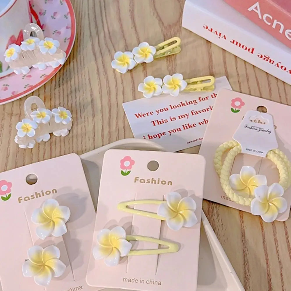 Hair Rope Plumeria Flower Hair Clip Hair Clip Hair Accessories Egg Flower BB Clip Traditional Mini Hair Claw Flower Barrette