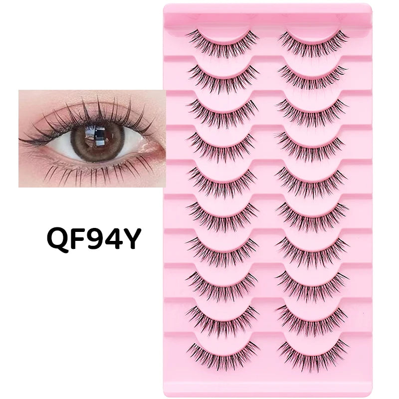 DINGSEN 10Pairs Clear Band Anime Natural False Eyelashes Manga Lashes False Eyelashes Korean Makeup Wholesale Fake Eyelashes