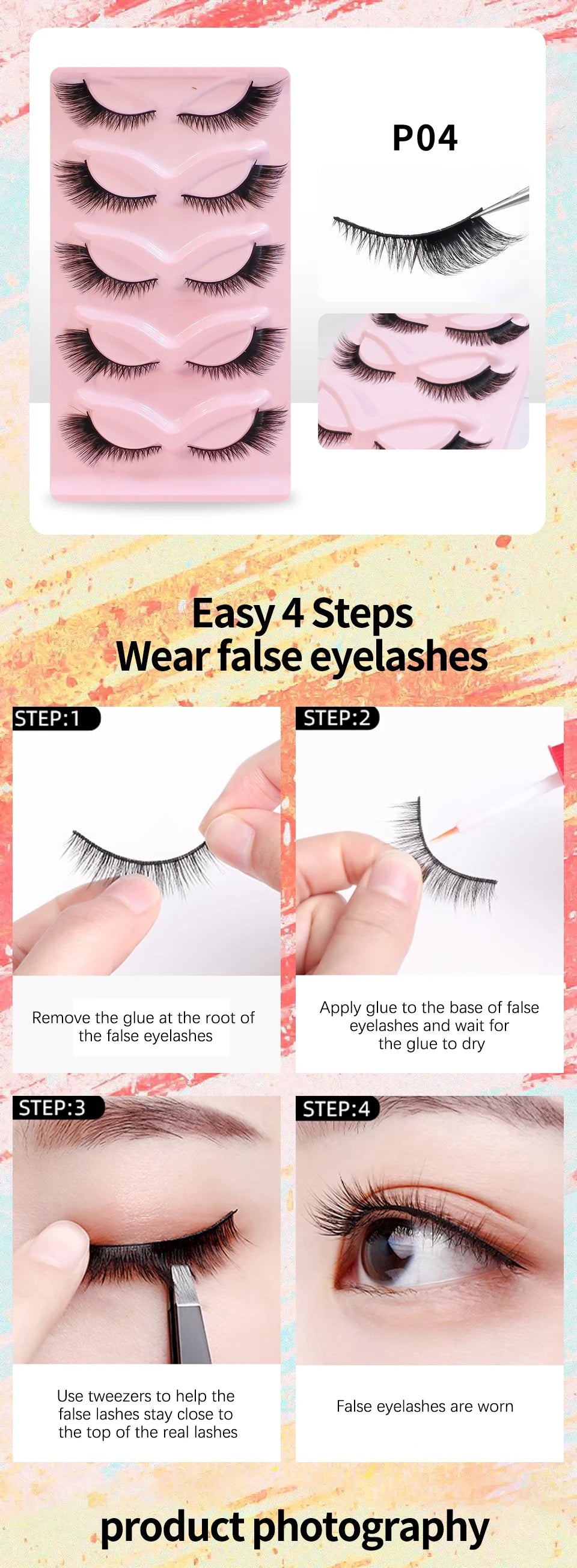 Cat Eye Lashes Natural Look Fox False Eyelashes Wispy & Lightweight Faux Mink Lashes for Doll Eye Makeup 5 Pairs/Pack