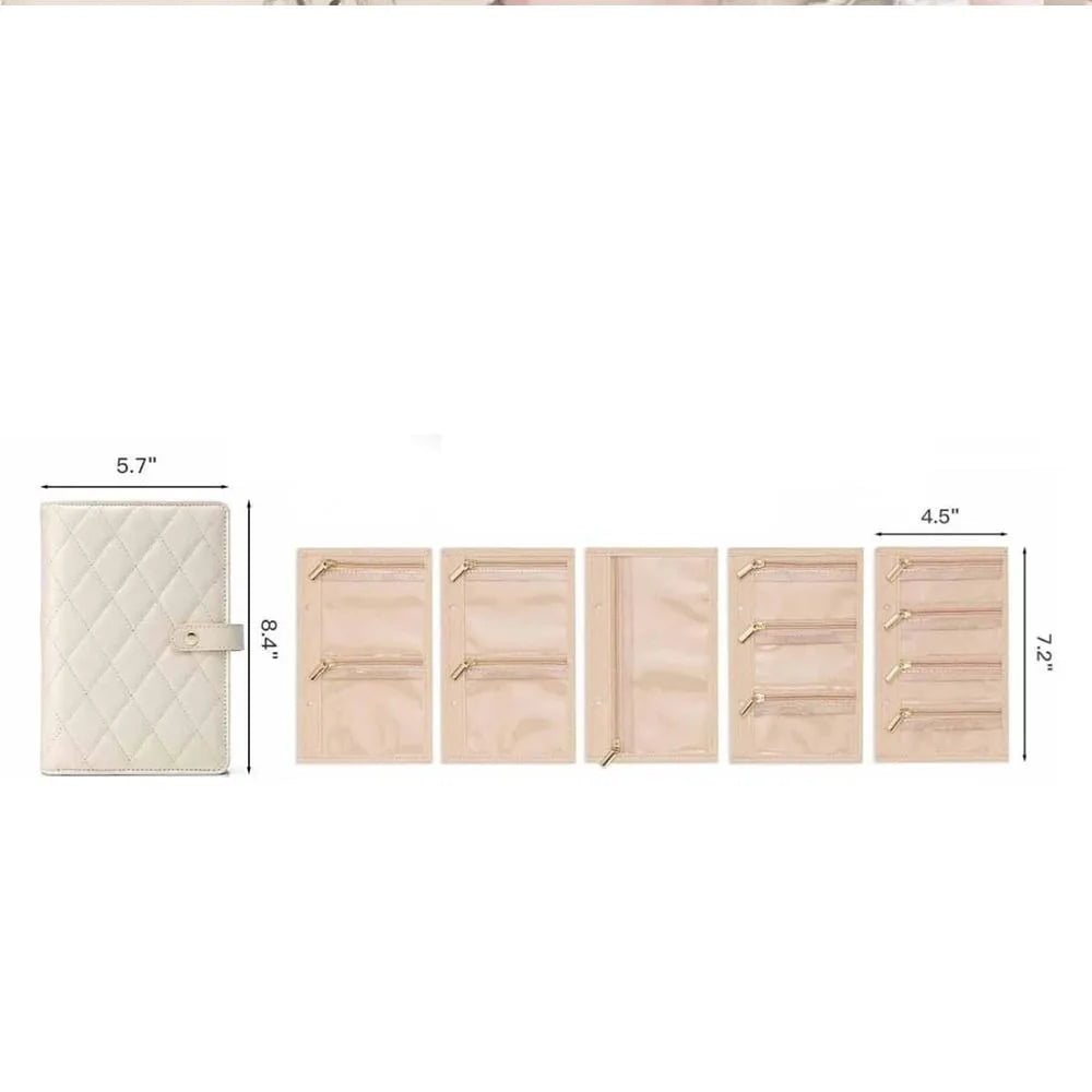 Portable PU Leather Jewelry Storage Book Jewellery Binder, Jewelry Organizer Roll, Small Anti Oxidation Jewelry Storage Bag