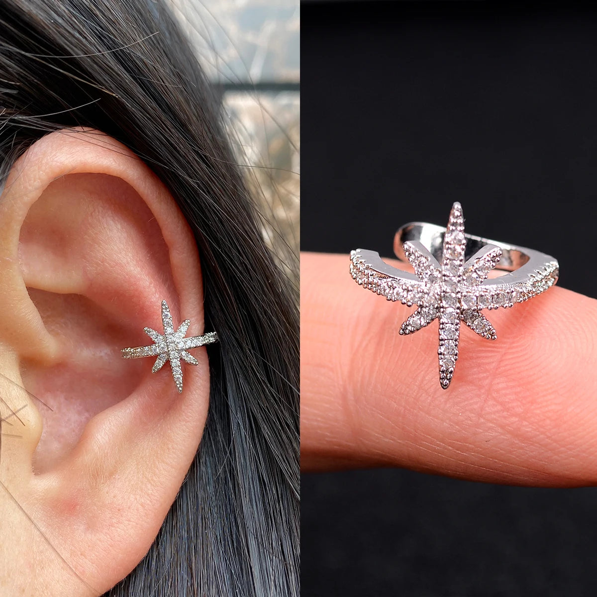 1Piece Helix Cartilage Conch Fake Without Hole Piercing Ear Cuffs Earcuff Wrap Rock Earring Non Piercing Women Clip Adjustable