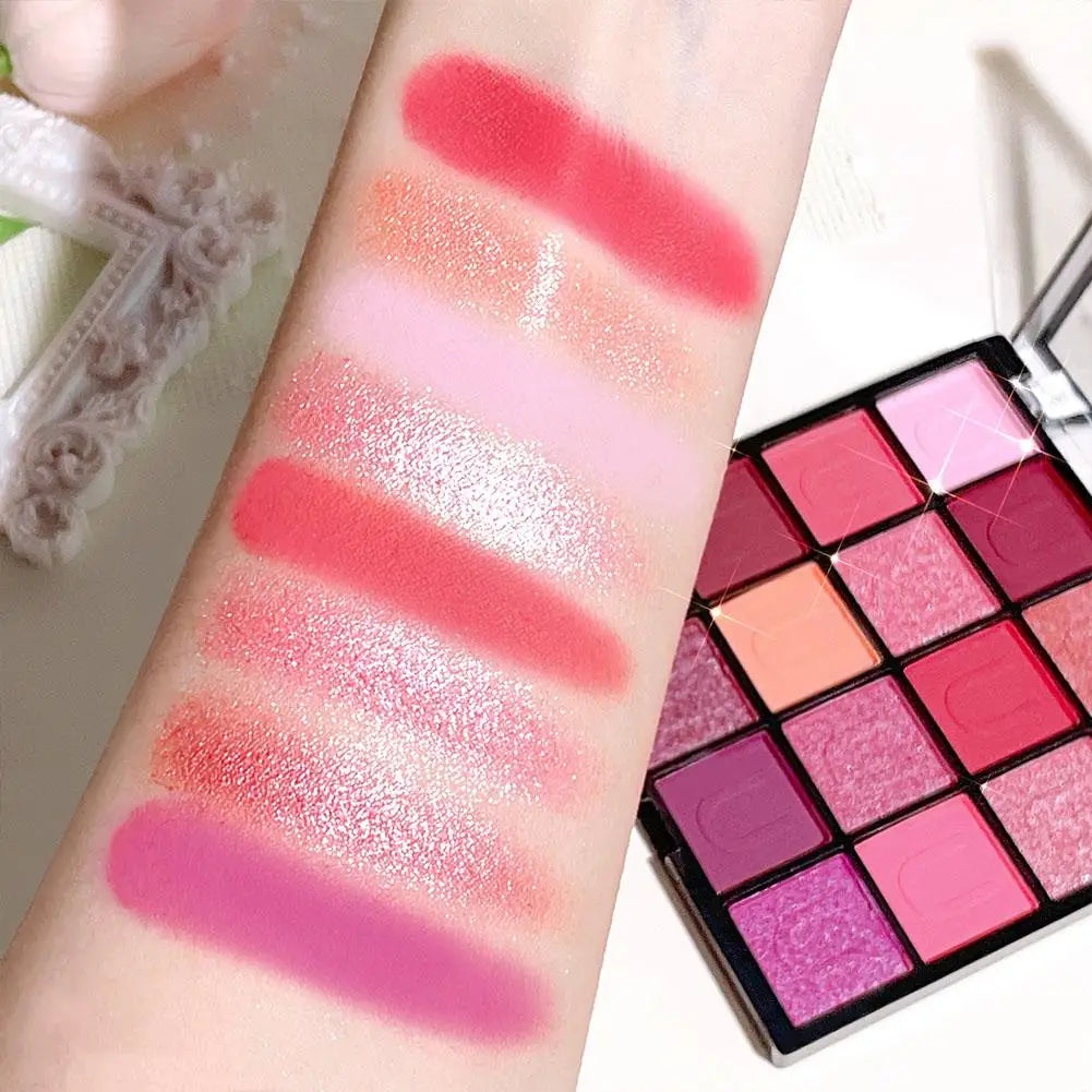 16 Color Rose Palette With Makeup Mirror Pearlescent Matte Glitter Shimmer Pigment Nude Longlasting Eye Shadow
