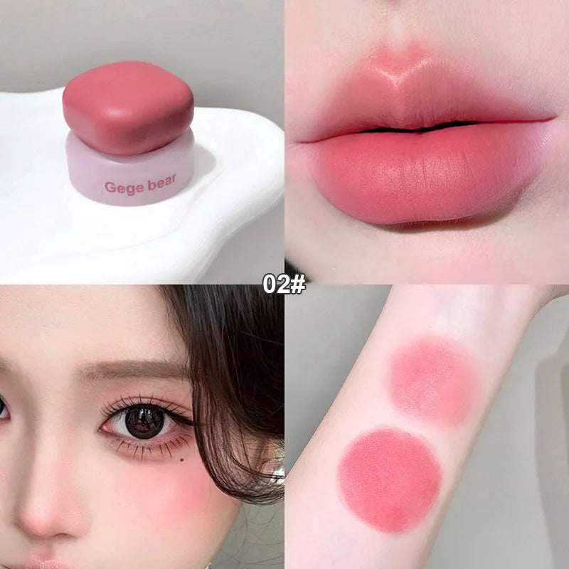 Matte Velvet Mist Cheek Lip Mud Natural Nude Multi-purpose Blush Orange Brown Solid Lip Gloss Tint Lasting Shading Korean Makeup