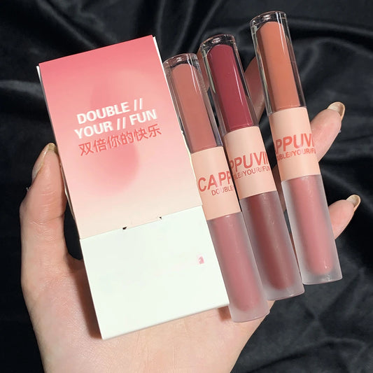 2-in-1 Matte Lipstick – Double Headed Lip Glaze, Moisturizing & Sweatproof