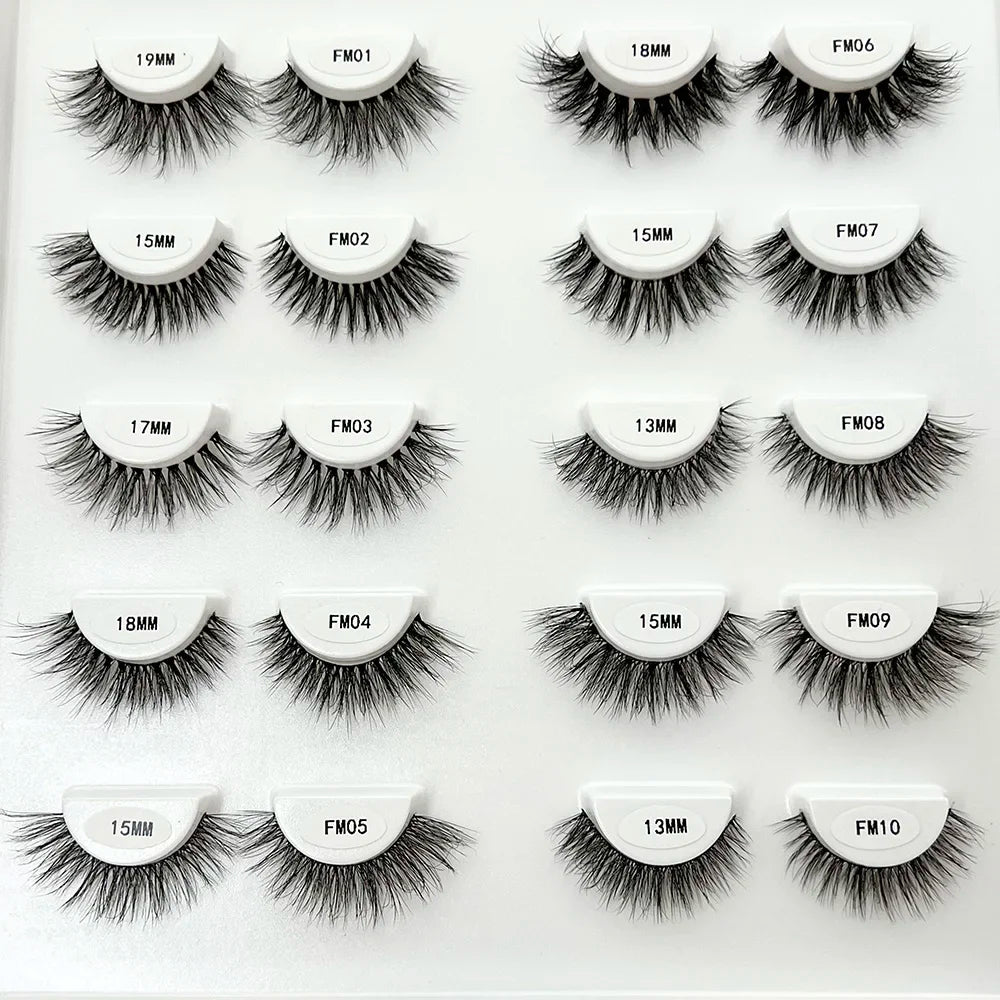 Clear Band Eyelashes Natural Fluffy 3D Mink Lashes D Curl  Volume Wispy False Eyelashes With Clear Band Soft  Reusable Lashes