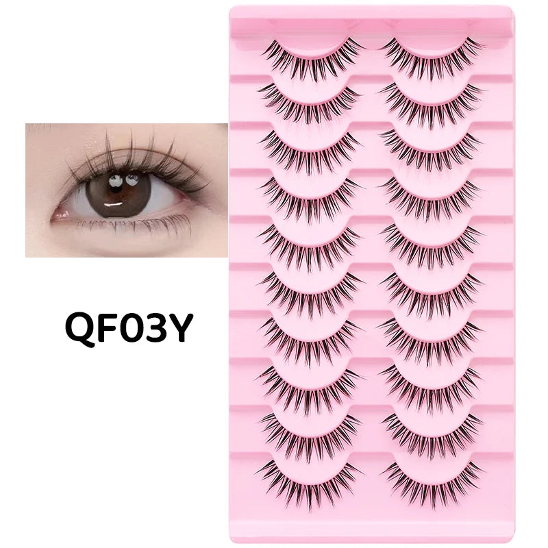 DINGSEN 10Pairs Clear Band Anime Natural False Eyelashes Manga Lashes False Eyelashes Korean Makeup Wholesale Fake Eyelashes