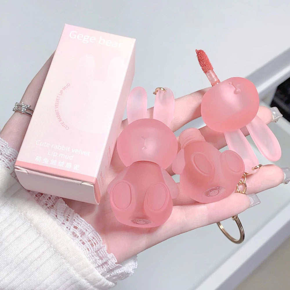 Little Bear Crystal Frozen Strawberry Glossy Lip Glaze Mirror Whitening Nude Doodle Lip Korean Makeup Y2K Cosmetics Lipsticks