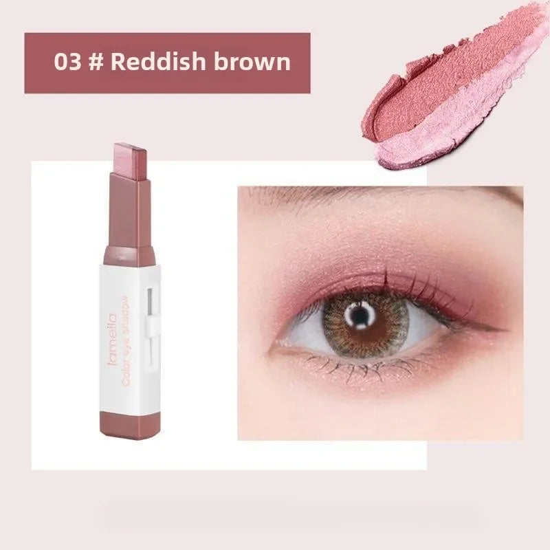 Two Color Gradient Pearly Highlighter Eye Shadow Stick Three Dimensional Natural Without Taking Off Waterproof eyes Makeup girl