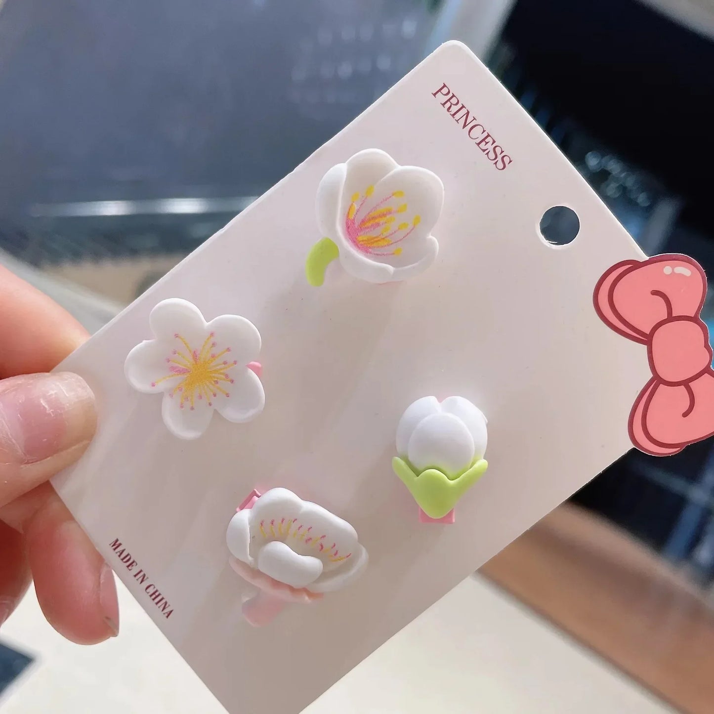 Hair Clips Pink Cherry Blossom Girl Cute Duck Mouth Clip Hairpin Hairpiece Female Hairdressing Tools Hair Snap Clips 헤어핀재료머리핀