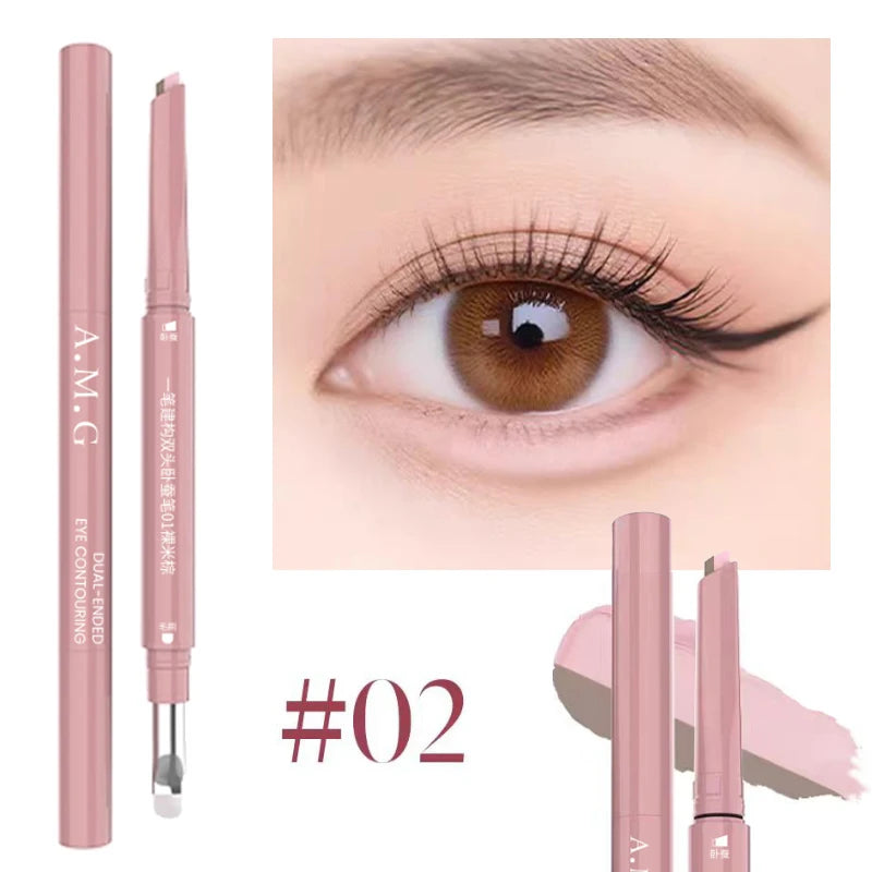 Dual-Tone Lying Silkworm Pencil Matte Highlighting Shadow Pencil Nude Beige Brown Brightening Cream Waterproof Makeup Tool