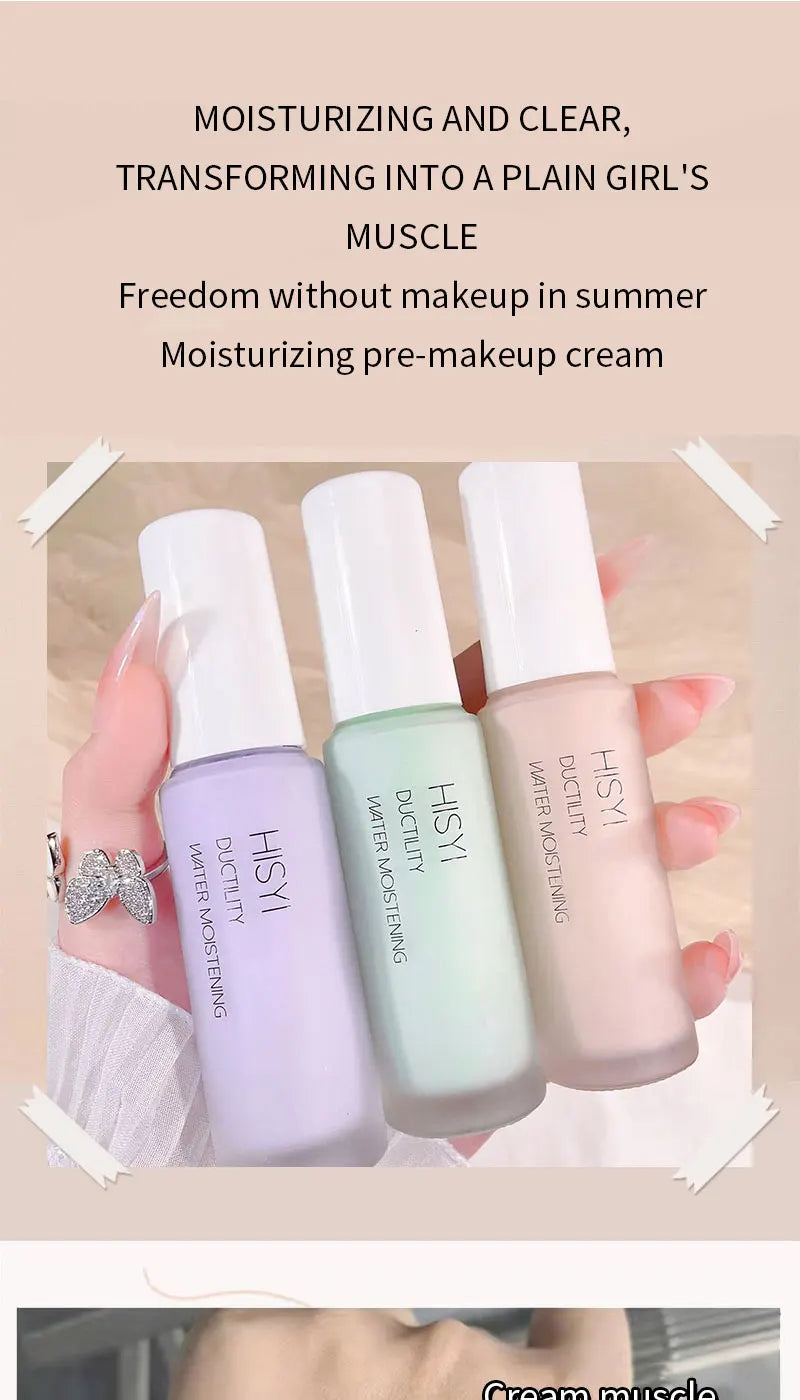 Silky and clear primer, natural cream to brighten and prevent makeup from coming off easily, foundation liquid,