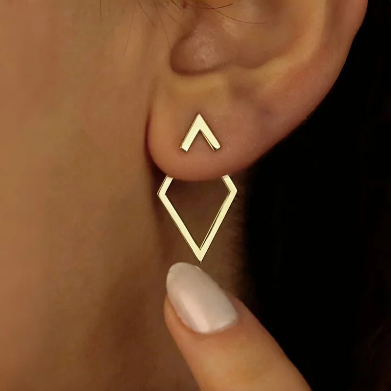 Geometric Rhombus Double Layer Combination Design Earrings For Women Simple Fashion Daily Accessory Party Jewelry Birthday Gifts