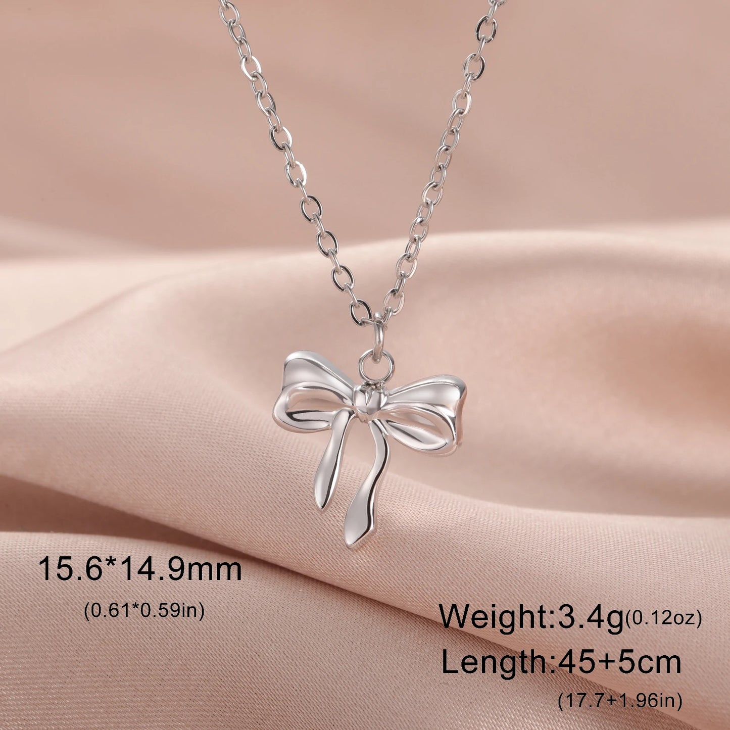 Unift Romantic Bowknot Necklace for Women Stainless Steel Pendant Jewelry Kpop Fashion Wedding Korean Bow Choker Neck Chain Gift