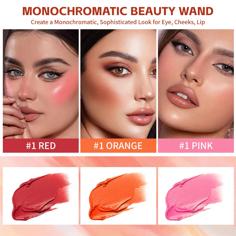 1pc Face Blush Cream Stick Korean Makeup Cosmetic Waterproof Long Lasting Lipstick Red Matte Blush Stick  Makeup Cream Blush