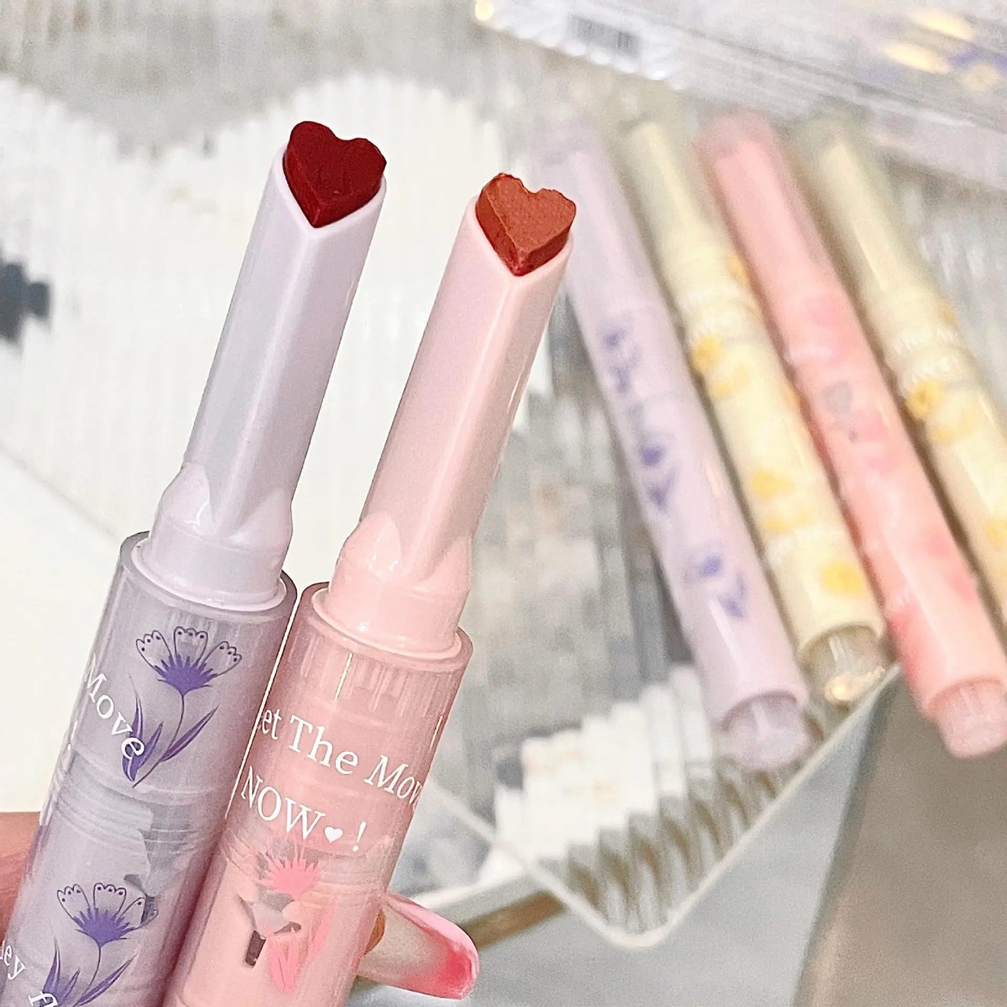 Water-Light Glitter Lip Tint Pen – Long Lasting & Moisturizing Heart-Shaped Lipstick