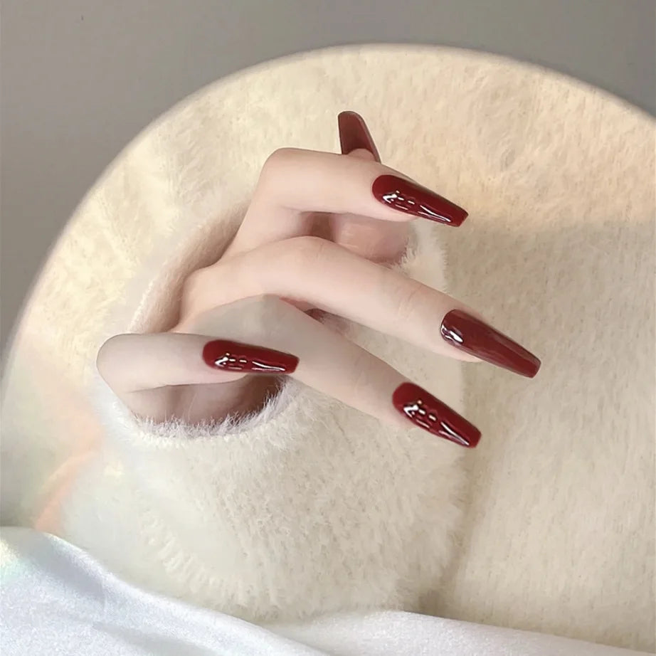 24PCS/Box 2022New Artificial Nails With Glue Milky White Pink Gradients Long Ballet Full Cover Acrylic Nail Stick Fake Nail Tips