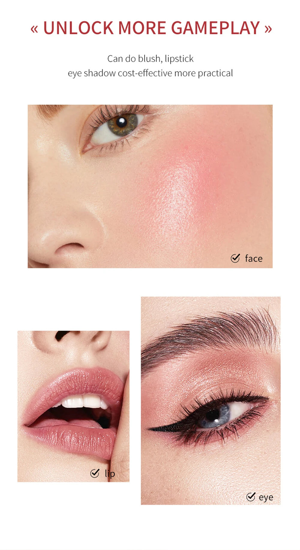 1pc Face Blush Cream Stick Korean Makeup Cosmetic Waterproof Long Lasting Lipstick Red Matte Blush Stick  Makeup Cream Blush