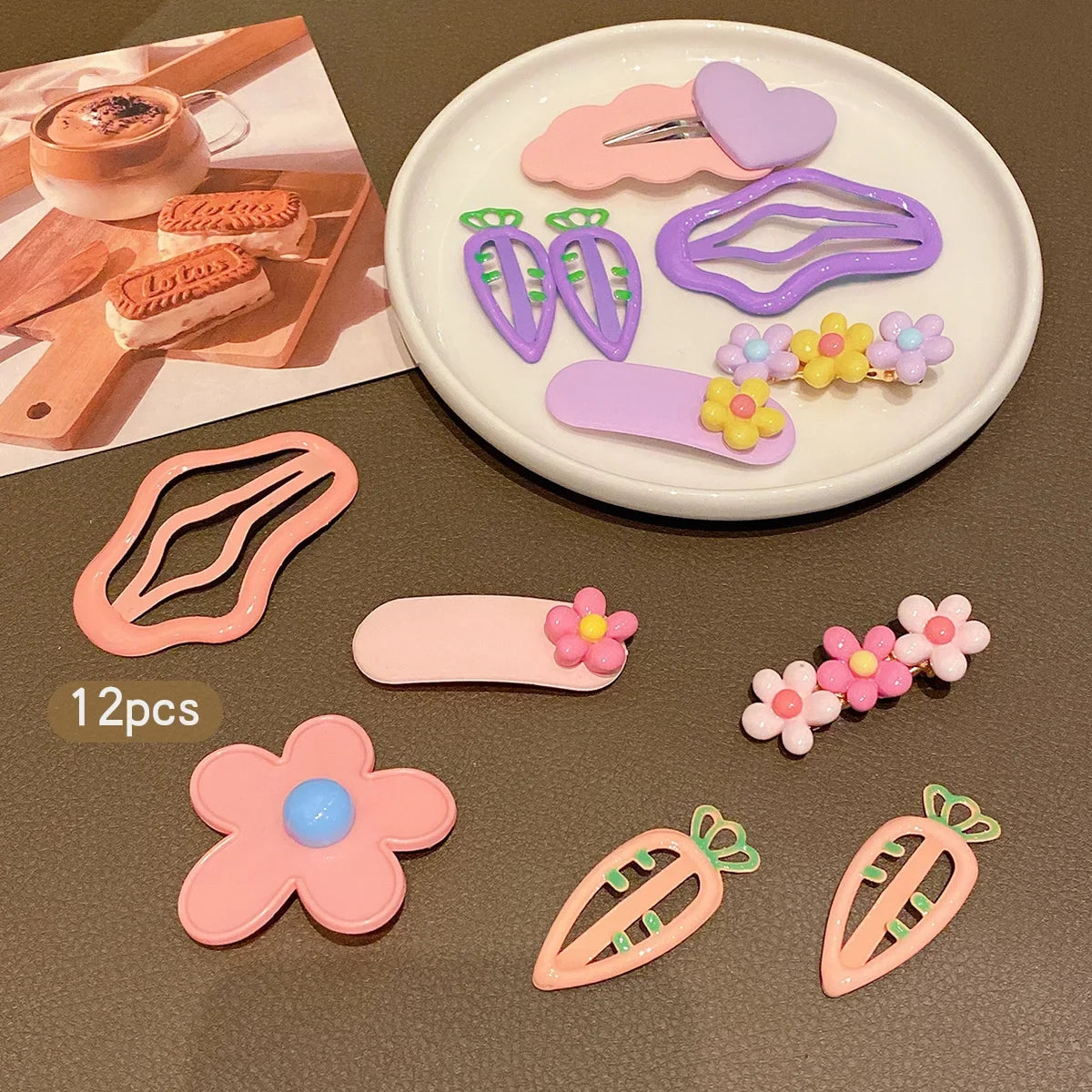 12 sweet and colorful hair clips, Korean version BB clip, suitable for daily use as hair accessories